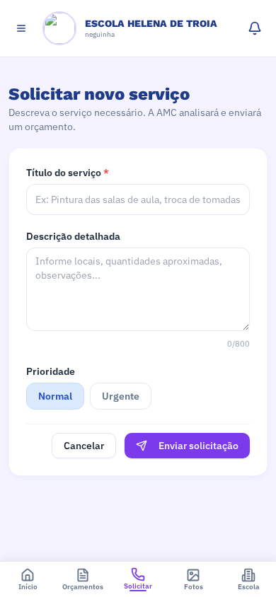 Diretoria solicita um novo serviço em segundos.